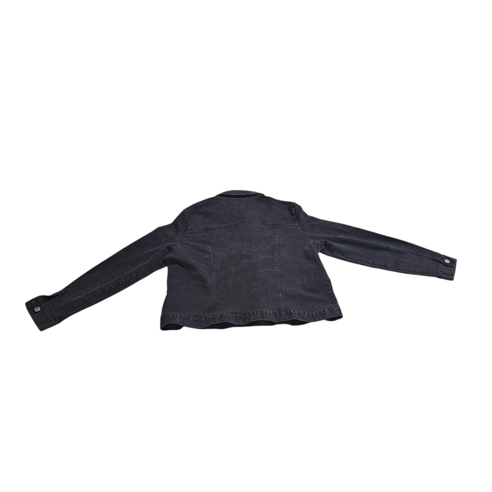 Jaclyn Smith Collection Denim Jacket Button Front Black Jean Jacket XL
